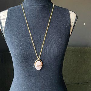 Vtg Necklace 18k Gold Filled with Rose Quarts pendant